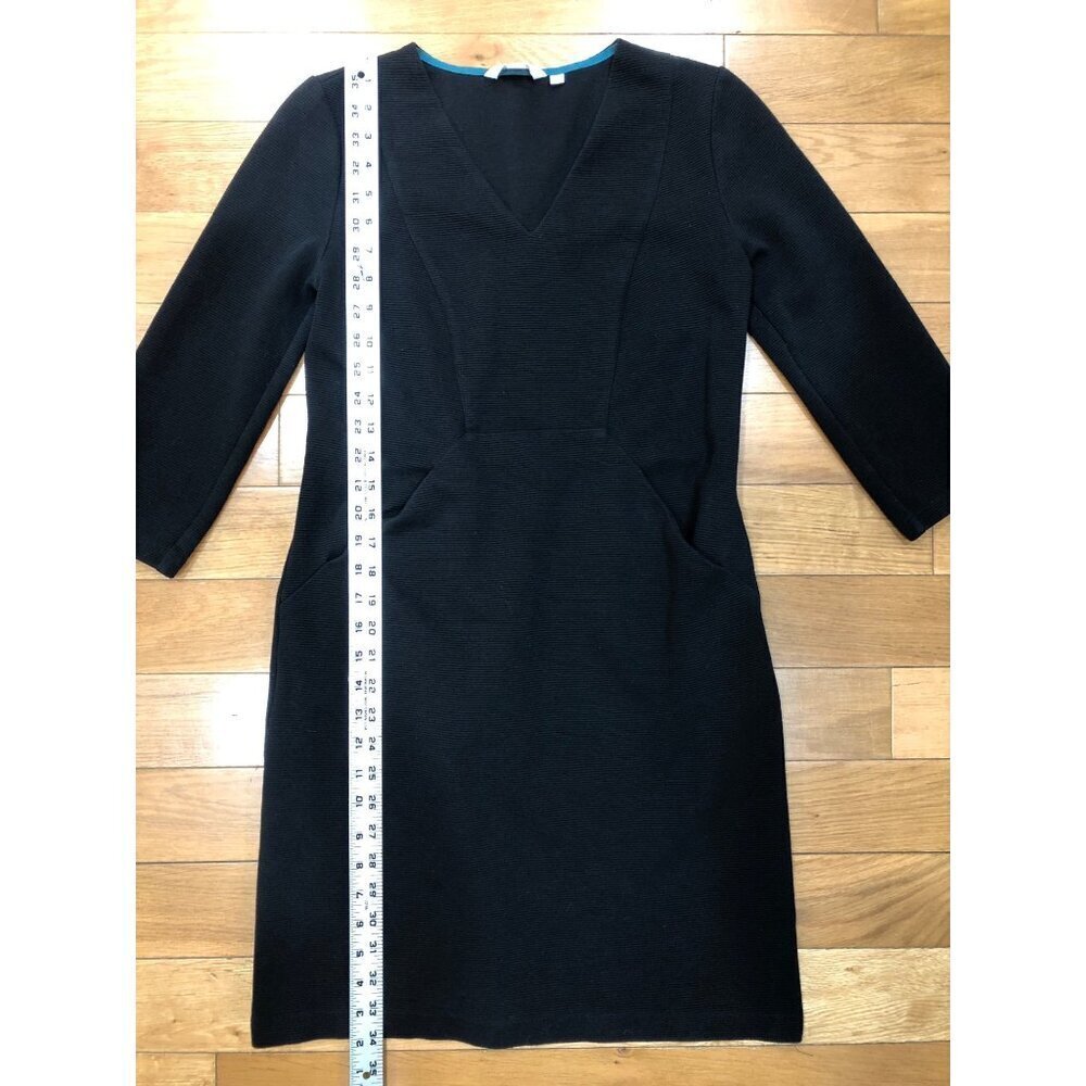 Boden Bronte Ottoman V-Neck 3/4 Sleeve Black Shift Dress Size 6R - Picture 7 of 9